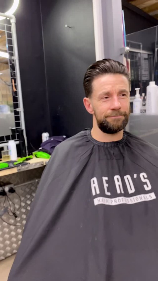 A client in the Read's cape after a cut.