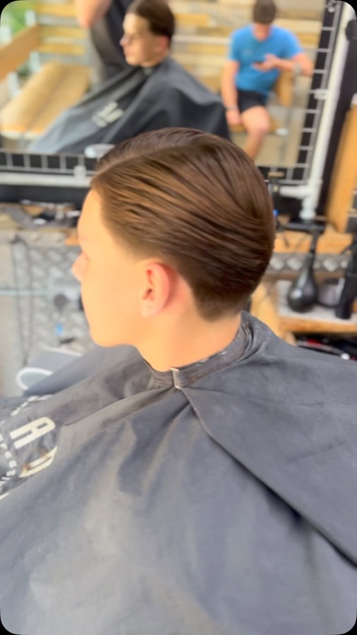 A side part on a younger client.